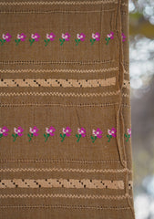 Wool Needle Work Shawl D - 35 - Brown