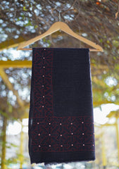Wool Needle Work Shawl D - 50 - Black