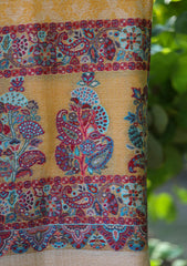 Pure Pashmina Kaani Jamawar Scarf D - 15 - M Gold