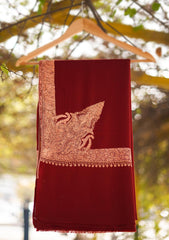 Pure Pashmina Kashmiri Work Shawl D - 21 - Maroon