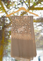Pashmina Ari Work Shawl D - 120 - Brown