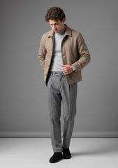 Tweed Jacketing Selvage Fish Bone Woollen Fabric - L Brown
