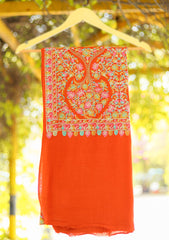 Wool Embroidered Shawl D - 13 - Red