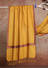 Pashmina Kashmiri Border Scarf D#30 - Mustard