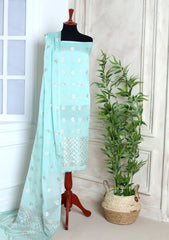 Formals - Fancy Closet - 2 pcs Suit - Satin Silk Jamawar D#04 Ferozi