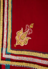 Pashmina Kashmiri Work Shawl D - 01 - D Red