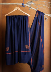 Pashmina Embroidered Border Shawl D#210 - N Blue