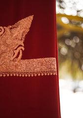 Pure Pashmina Kashmiri Work Shawl D - 21 - Maroon