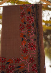 Wool Needle Work Shawl D - 29b - M Brown