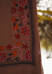 Wool Needle Work Shawl D - 29b - M Brown