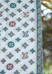 Pure Pashmina Kaani Jamawar Shawl D - 75 - Off White