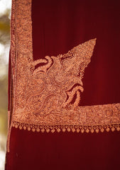 Pure Pashmina Kashmiri Work Shawl D - 21 - Maroon