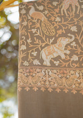 Pashmina Ari Work Shawl D - 120 - Brown