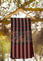 Pure Pashmina Kaani Jamawar Shawl D - 55C - Black