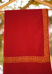 Wool Needle Work Shawl D - 32 - D Red