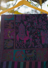 Pure Pashmina Kaani Jamawar Shawl D - 83 - Black