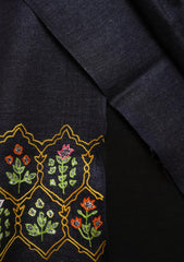 Wool Needle Work Shawl D - 30C - Denim Blue