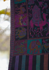 Pure Pashmina Kaani Jamawar Shawl D - 83 - Black