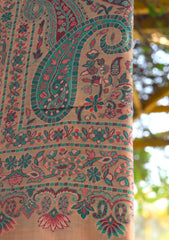 Pure Jamawar Kaani Shawl D - 2255 - Peach