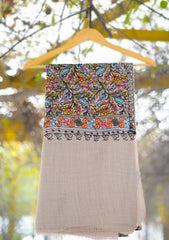 Pashmina Ari Work Shawl D - 110 - M Brown