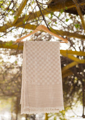 Pashmina Check Shawl D - 08 - Fawn