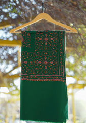 Wool Needle Work Shawl D - 46 - B Green