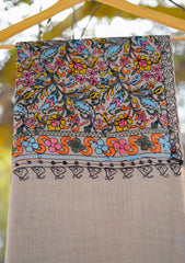 Pashmina Ari Work Shawl D - 110 - M Brown