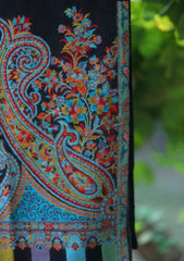 Pure Pashmina Kaani Jamawar Scarf D - 17 - Black