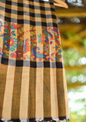 Pure Pashmina Kaani Jamawar Shawl D - 55B - S Black