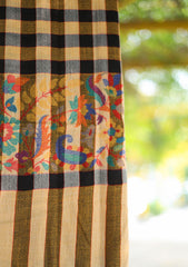 Pure Pashmina Kaani Jamawar Shawl D - 55B - S Black