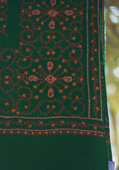 Wool Needle Work Shawl D - 46 - B Green