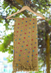 Wool Needle Work Shawl D - 26 - Golden