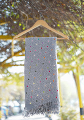 Wool Needle Work Shawl D - 28 - Grey