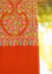 Wool Embroidered Shawl D - 13 - Red