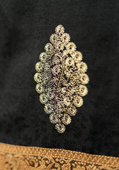 Embroidered Wool Shawl D - 55 - Black