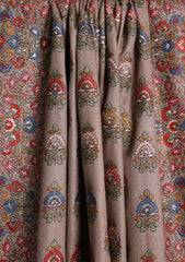 Pashmina Embroidered Jaaldar Shawl D#07 - Brown 2