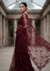 Fancy Chantilly Lace Saree - Maroon