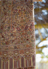 Pure Pashmina Kaani Jamawar Shawl D - 95B - Off White