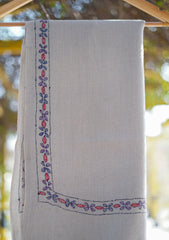 Wool Needle Work Shawl D - 49 - Grey