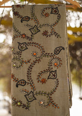 Wool Needle Work Shawl D - 27 - M Grey