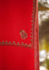 Pure Pashmina Kashmiri Work Shawl D - 24 - T Red