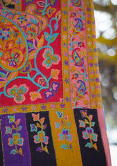 Pure Pashmina Qalamkari Shawl D - 33 - Black