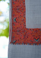 Pashmina Emboridered Shawl D - 114 - Grey