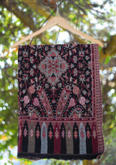 Pure Pashmina Kaani Jamawar Scarf D - 10 - Black