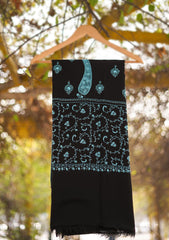 Pure Pashmina Kashmiri Work Shawl D - 16 - Black