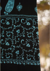 Pure Pashmina Kashmiri Work Shawl D - 16 - Black