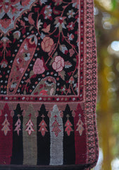 Pure Pashmina Kaani Jamawar Scarf D - 10 - Black