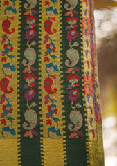 Pure Pashmina Kaani Jamawar Shawl D - 60 - D Green