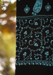 Pure Pashmina Kashmiri Work Shawl D - 16 - Black