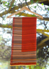 Pure Pashmina Lining Work Shawl D - 02B - Rust